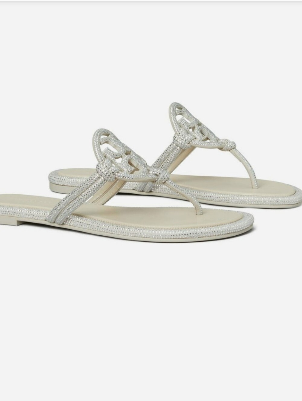 Toey burch Miller Knottef pave thong  sandal stone grey